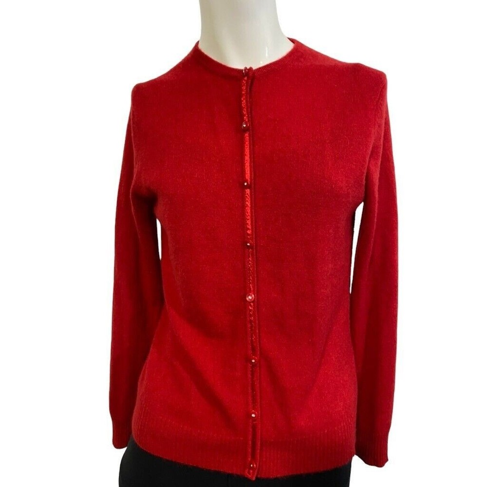 Parisian Signature 100% Cashmere Button Cardigan Womens Sweater Size PS